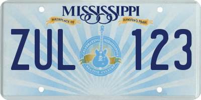 MS license plate ZUL123