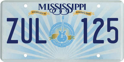 MS license plate ZUL125