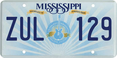 MS license plate ZUL129