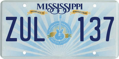 MS license plate ZUL137