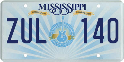 MS license plate ZUL140