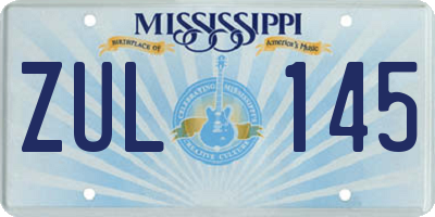 MS license plate ZUL145