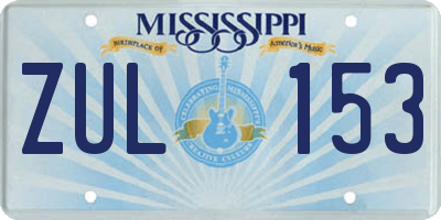 MS license plate ZUL153