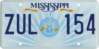 MS license plate ZUL154