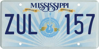 MS license plate ZUL157