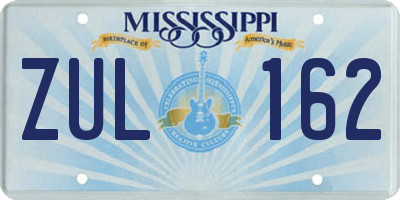 MS license plate ZUL162