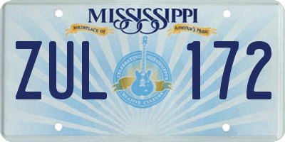 MS license plate ZUL172