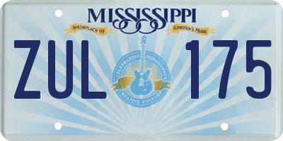 MS license plate ZUL175