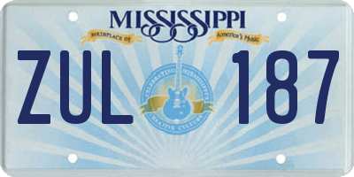 MS license plate ZUL187