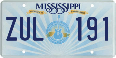 MS license plate ZUL191