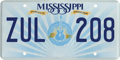 MS license plate ZUL208