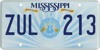 MS license plate ZUL213