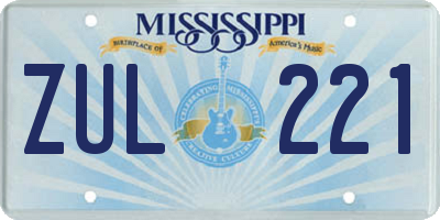 MS license plate ZUL221