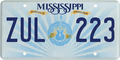 MS license plate ZUL223