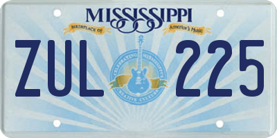 MS license plate ZUL225