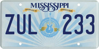 MS license plate ZUL233