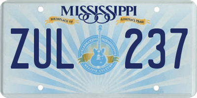 MS license plate ZUL237