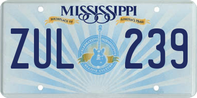 MS license plate ZUL239