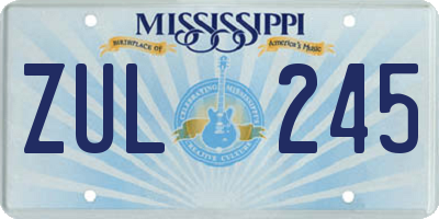 MS license plate ZUL245