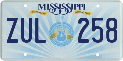 MS license plate ZUL258