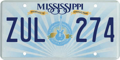 MS license plate ZUL274