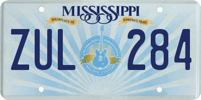 MS license plate ZUL284