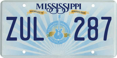 MS license plate ZUL287