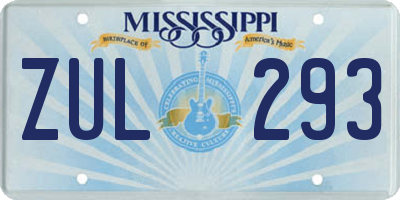 MS license plate ZUL293