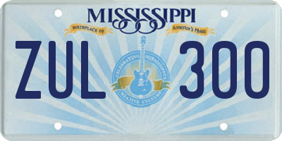 MS license plate ZUL300