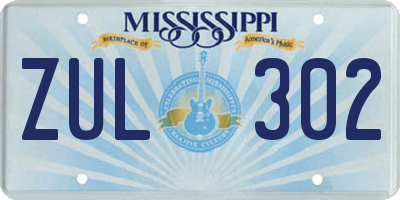 MS license plate ZUL302