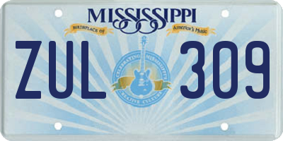 MS license plate ZUL309