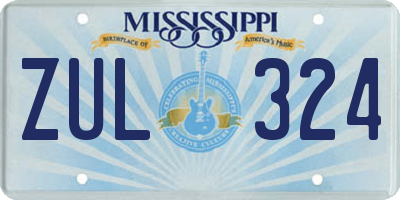 MS license plate ZUL324