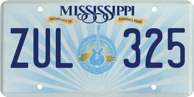 MS license plate ZUL325