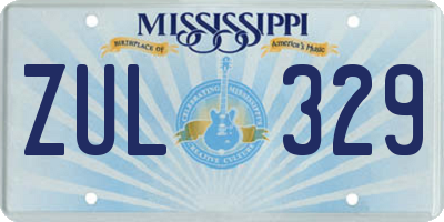 MS license plate ZUL329