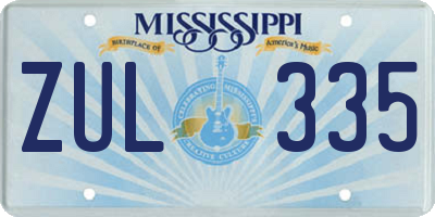 MS license plate ZUL335