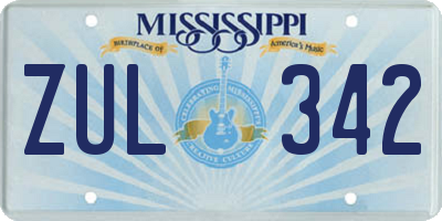 MS license plate ZUL342