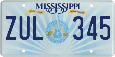 MS license plate ZUL345