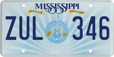 MS license plate ZUL346