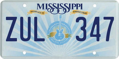 MS license plate ZUL347