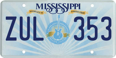 MS license plate ZUL353