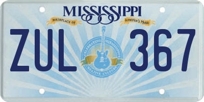 MS license plate ZUL367