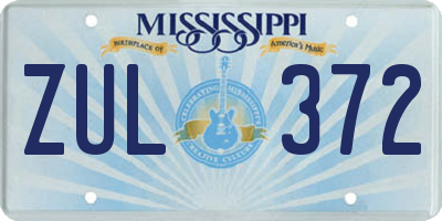 MS license plate ZUL372