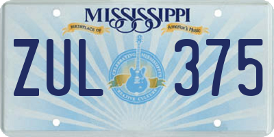 MS license plate ZUL375