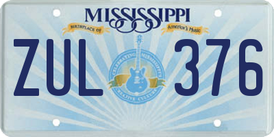 MS license plate ZUL376