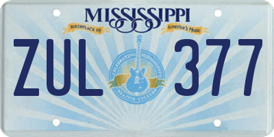 MS license plate ZUL377