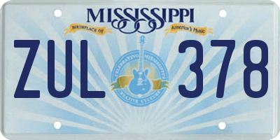 MS license plate ZUL378