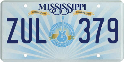 MS license plate ZUL379