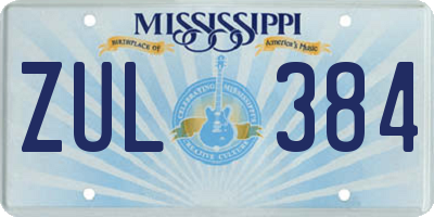 MS license plate ZUL384