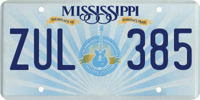 MS license plate ZUL385