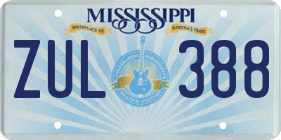 MS license plate ZUL388